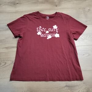 T & C Surf Designs Shirt Women Large Red Surfing Beach Hawaii Graphic Summer Tee